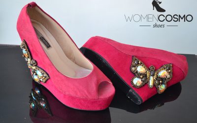 Red butterfly Wedges shoes