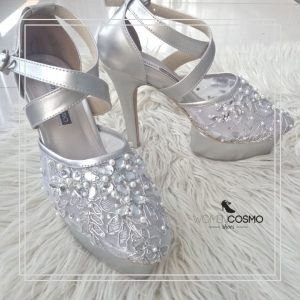 sepatu pengantin wanita silver